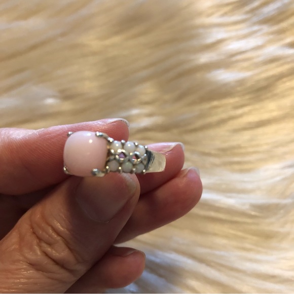 Sterling silver ring with pink and white opals size 7.25 - Picture 7 of 9